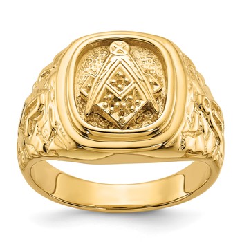 IB Goodman 14k Polished Nugget Texture Masonic Ring Mounting