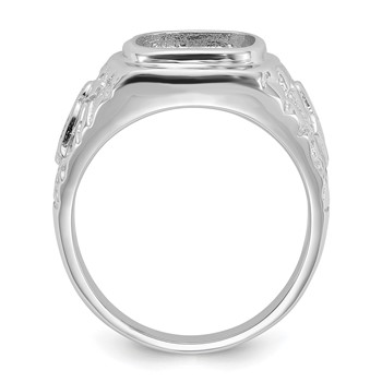 IB Goodman 14k White Gold Mens Polished Nugget Texture Masonic Ring Mounting — alternate view