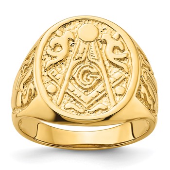 IB Goodman 14k Mens Polished and Grooved (No Enamel) Masonic Ring