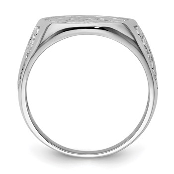 IB Goodman 14k White Gold Mens Polished and Grooved (No Enamel) Masonic Ring — alternate view