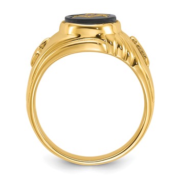 IB Goodman 14k Mens Polished and Textured with Oval Onyx Masonic Ring — alternate view