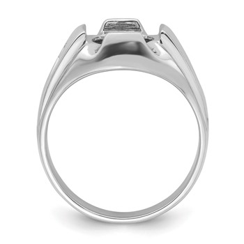 IB Goodman 14k White Gold Mens Polished and Grooved Masonic Ring Mounting — alternate view