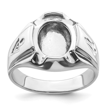 IB Goodman 14k White Gold Mens Polished and Grooved Masonic Ring Mounting