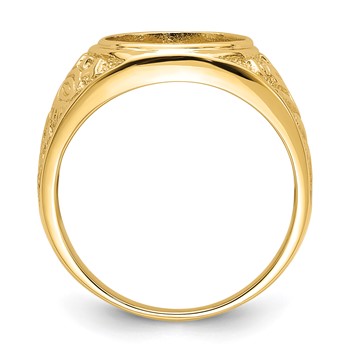 IB Goodman 14k Mens Polished and Textured 14x12mm Oval Masonic Ring Mounting — alternate view