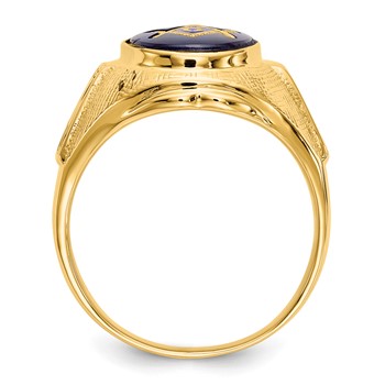 IB Goodman 14k Mens Polished Antiqued and Textured with Synthetic Blue Spinel Masonic Ring — alternate view