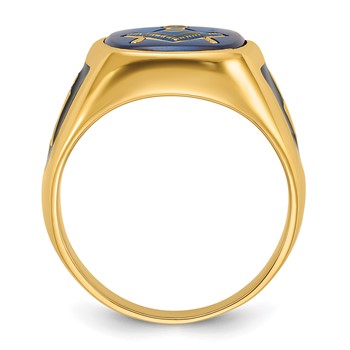 IB Goodman 14k Mens Polished and Textured with Black Enamel and Imitation Blue Spinel Masonic Ring — alternate view