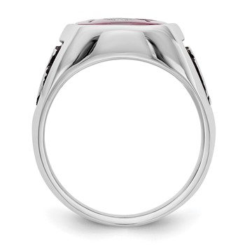 IB Goodman 14k White Gold Mens Polished and Textured with Black Enamel and Lab Created Ruby Masonic Ring — alternate view