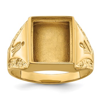 IB Goodman 14k Mens Polished and Textured Masonic Ring Mounting