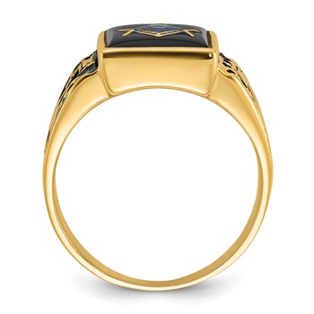 IB Goodman 14k Mens Polished and Textured with Black Enamel and Onyx Masonic Ring — alternate view