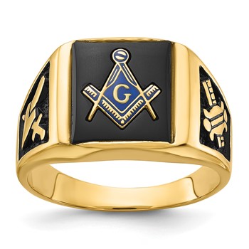 IB Goodman 14k Mens Polished and Textured Masonic Ring Mounting