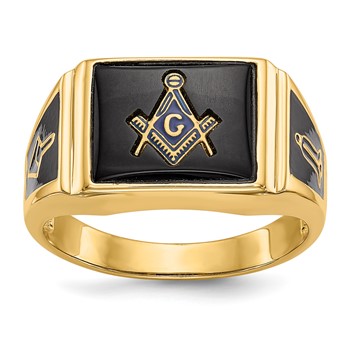 10k Men's Polished and Textured Masonic Ring Mounting