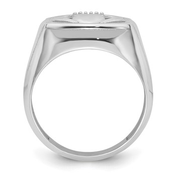 14k White Gold .01ct. Diamond and Onyx Mens Claddagh Ring Mounting — alternate view