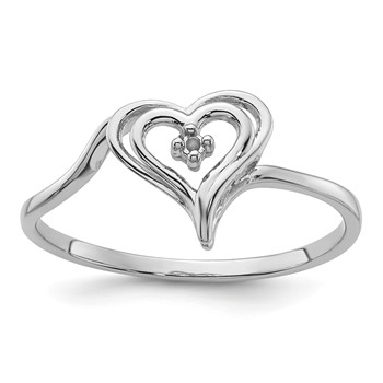 14k White Gold Heart Ring Mounting
