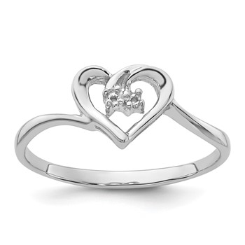14k White Gold .02ct. Diamond Heart Ring Mounting