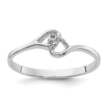 14k White Gold Heart Ring Mounting