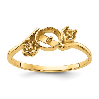 14k Holds 7mm Pearl and 2-1.7mm Stones Ring Mounting