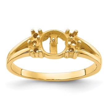 14k Holds 6mm Pearl and 6-1.4mm Stones Ring Mounting