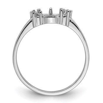 14k White Gold Holds 6mm Pearl and 6-1.4mm Stones Ring Mounting — alternate view