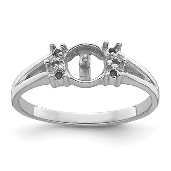 14k White Gold Holds 6mm Pearl and 6-1.4mm Stones Ring Mounting