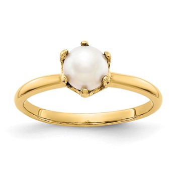 14k 5.5mm White Freshwater Cultured Pearl Ring