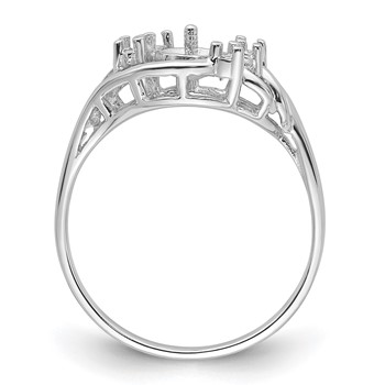 14k White Gold Holds 6mm Pearl and 6-1.4mm Stones Ring Mounting — alternate view