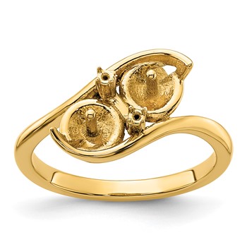 14k Holds 2-6mm Pearls and 2-1.4mm Stones Ring Mounting