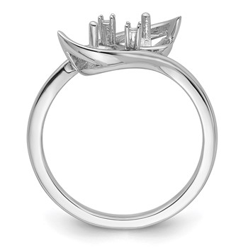 14k White Gold Holds 2-6mm Pearls and 2-1.4mm Stones Ring Mounting — alternate view