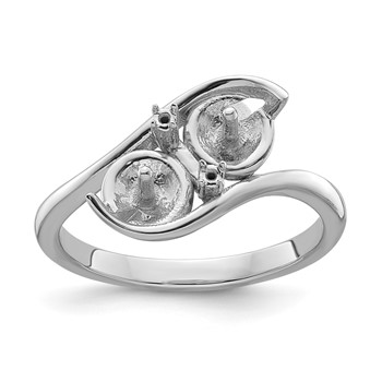 14k White Gold Holds 2-6mm Pearls and 2-1.4mm Stones Ring Mounting