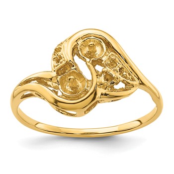 14k Holds 4mm Pearls and 1/20 carat Diamond Ring Mounting