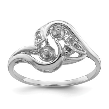 14k White Gold 4mm Pearls and 1/20 carat Diamond Ring Mounting