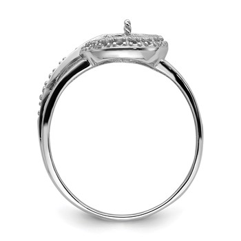 14k White Gold Holds 7.5mm Pearl and 22-1.0mm Stones Halo Ring Mounting — alternate view