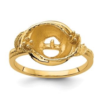 14k Holds 7.5mm Pearl and 2-1.3mm Stones Swirl Ring Mounting