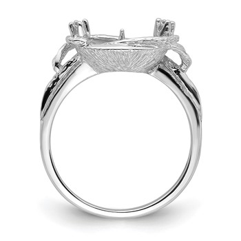 14k White Gold Holds 7.5mm Pearl and 2-1.3mm Stones Swirl Ring Mounting — alternate view