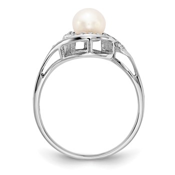 14k White Gold Holds 5.5mm Pearl  and 14-1.0mm Stones Bypass Ring Mounting — alternate view