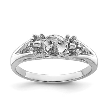 14k White Gold Holds 6mm Pearl and 6-1.5mm Stones Ring Mounting