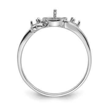 14k White Gold Holds 7mm Pearl and 2-1.7mm Stones Ring Mounting — alternate view