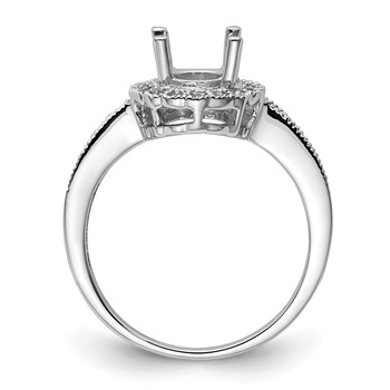 14k White Gold Holds 18-1.3mm/8-1.4mm/1-8x6mm Oval Gemstone Halo Ring Mounting — alternate view