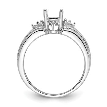 14k White Gold Holds 6-1.4mm Round and 1-7x5mm Oval Gemstone Ring Mounting — alternate view