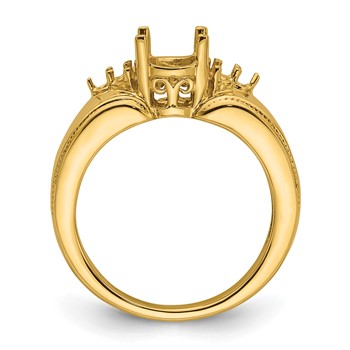 14k Holds 6-1.5mm Round and 1-8x6mm Oval Gemstone Ring Mounting — alternate view