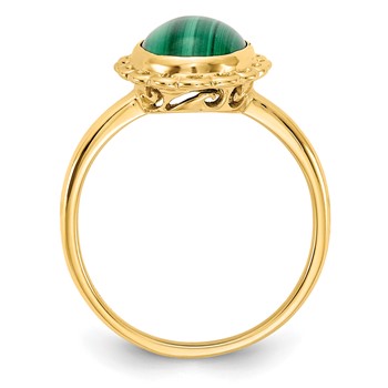 14k 10x8mm Malachite Cabochon Ring — alternate view