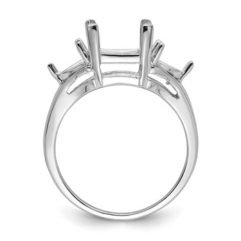 14k White Gold Holds 1-9x7mm Emerald and 2-5mm Trillion Gemstone Ring Mounting — alternate view