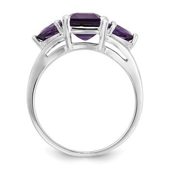 14k White Gold 9x7mm Emerald-cut and 5mm Trillion Amethyst 3-Stone Ring — alternate view