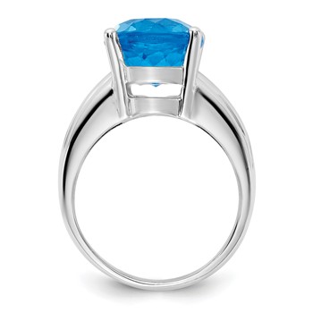 14k White Gold 12x10mm Oval Blue Topaz ring — alternate view