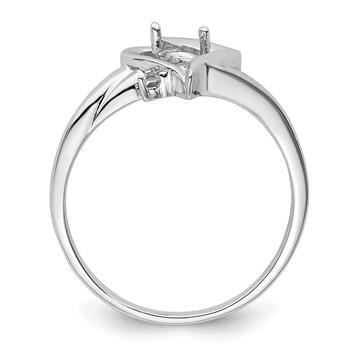 14k White Gold Holds 1-1.3mm Round and 1-6x4mm Pear Gemstone Heart Ring Mounting — alternate view