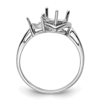 14k White Gold Holds 6mm Heart and 4mm Heart Gemstone Ring Mounting — alternate view