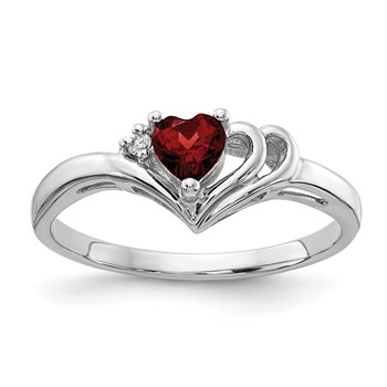 14k White Gold Holds 1-1.4mm Diamond and 4mm Heart Gemstone Ring Mounting
