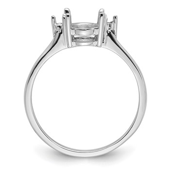 14k White Gold Holds 2-1.7mm Round and 1-8x6mm Oval Gemstone Ring Mounting — alternate view
