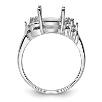 14k White Gold Holds 6-1.3mm Round and 1-10x8mm Oval Gemstone Ring Mounting — alternate view
