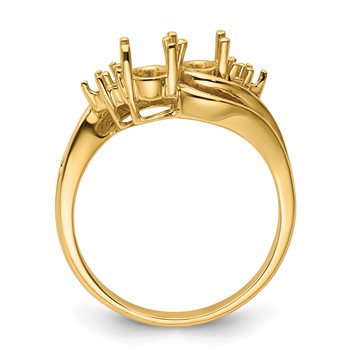 14k Holds 6-1.2mm Round and 2-6x4mm Oval Gemstones Ring Mounting — alternate view