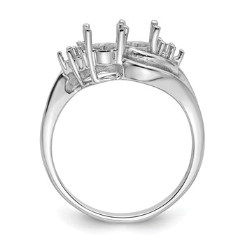 14k White Gold Holds 6-1.2mm Round and 1-6x4 Oval Gemstone Ring Mounting — alternate view